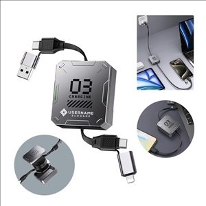 2-in-1 Retractable Fast Charging Cable With USB & Type-C to Type-C & Lightning